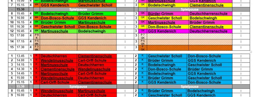 Turnierplan 2017